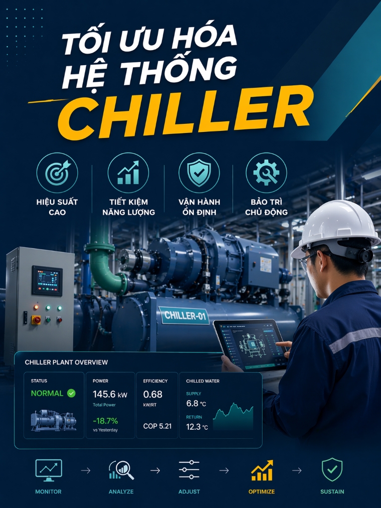 Tối ưu hóa hệ thống Chiller: Giải pháp chuyên sâu tiết kiệm 50% năng lượng